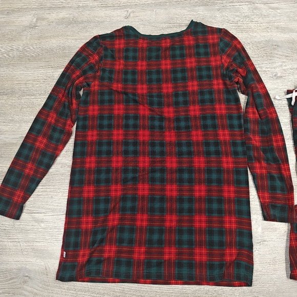 Little Sleepies Adult Tartan Pajamas Shirt Small Bottoms XL Plaid Red Green - Picture 3 of 13